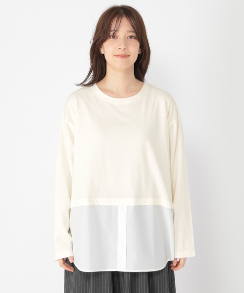 studio CLIP(スタディオクリップ)の「シャツヘムレイヤードロングスリーブTシャツ(Tシャツ/カットソー・レディース・サックスブルー/オフホワイト・MEDIUM/LARGE)」の13枚目の写真