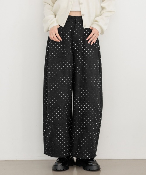 Heather（ヘザー）の「【ウエストサイドボタンで自由にフィット】ハートバレルワイドパンツ　640682（その他パンツ・レディース・ブラック系その他/ピンク/アイボリー・S/M）」の3枚目の写真