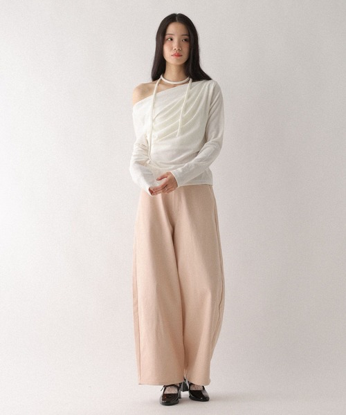 Heather（ヘザー）の「【ウエストサイドボタンで自由にフィット】ハートバレルワイドパンツ　640682（その他パンツ・レディース・ブラック系その他/ピンク/アイボリー・S/M）」の7枚目の写真