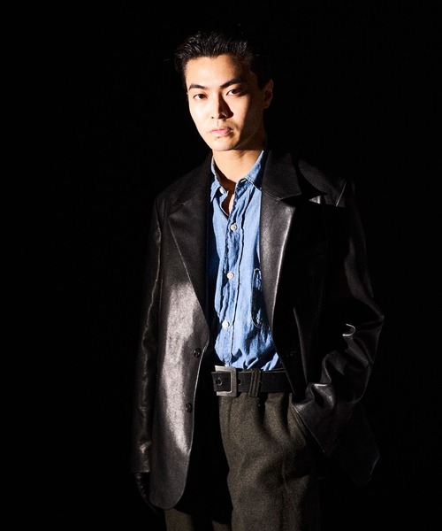 THE BOLDMAN（ザ ボールドマン）の「Synthetic Leather Tailored Jacket  / シンセティックレザーテーラードジャケット（その他アウター・メンズ・ブラック/ブラウン・MEDIUM/LARGE）」の3枚目の写真