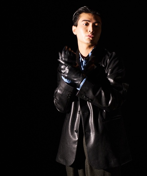 THE BOLDMAN（ザ ボールドマン）の「Synthetic Leather Tailored Jacket  / シンセティックレザーテーラードジャケット（その他アウター・メンズ・ブラック/ブラウン・MEDIUM/LARGE）」の4枚目の写真