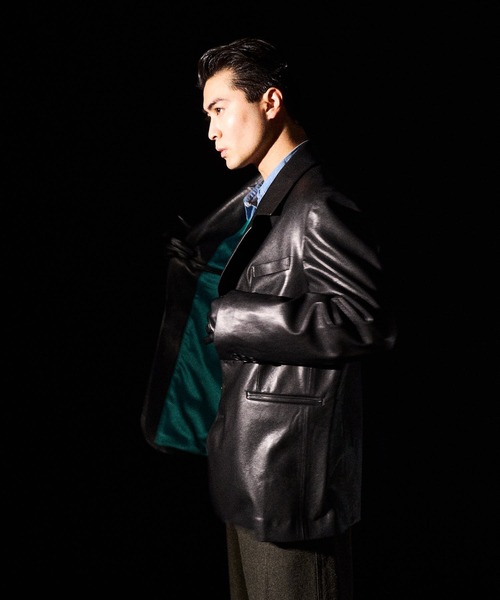 THE BOLDMAN（ザ ボールドマン）の「Synthetic Leather Tailored Jacket  / シンセティックレザーテーラードジャケット（その他アウター・メンズ・ブラック/ブラウン・MEDIUM/LARGE）」の13枚目の写真