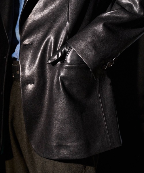 THE BOLDMAN（ザ ボールドマン）の「Synthetic Leather Tailored Jacket  / シンセティックレザーテーラードジャケット（その他アウター・メンズ・ブラック/ブラウン・MEDIUM/LARGE）」の15枚目の写真