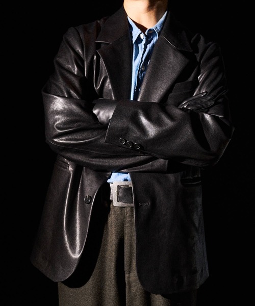 THE BOLDMAN（ザ ボールドマン）の「Synthetic Leather Tailored Jacket  / シンセティックレザーテーラードジャケット（その他アウター・メンズ・ブラック/ブラウン・MEDIUM/LARGE）」の17枚目の写真