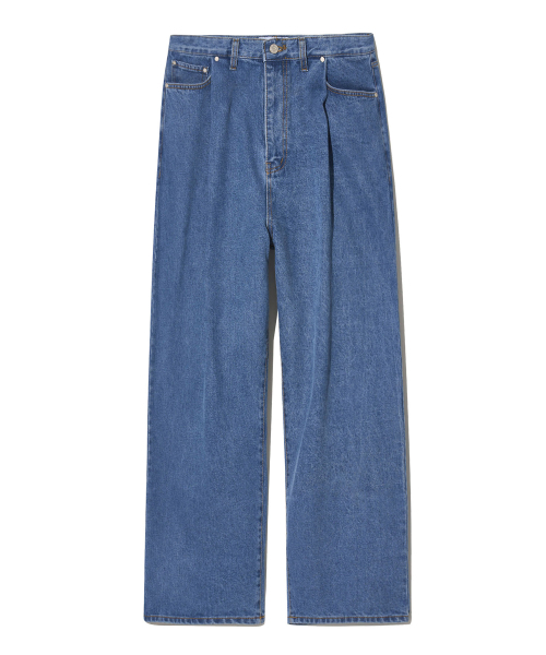 LORES(ロアス)の「Wide Tuck Denim Pants - Blue(デニムパンツ・レディース・その他・M/L/XL)」の1枚目の写真