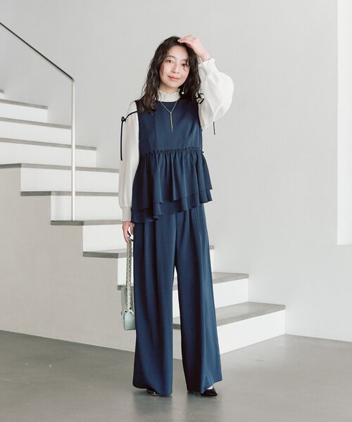 La boutique BonBon(ラブティックボンボン)の「【今すぐお届け】ベルト付きバギーパンツ(その他パンツ・レディース・ライトグレー/ネイビー/ピンク・PS/36/38)」の6枚目の写真