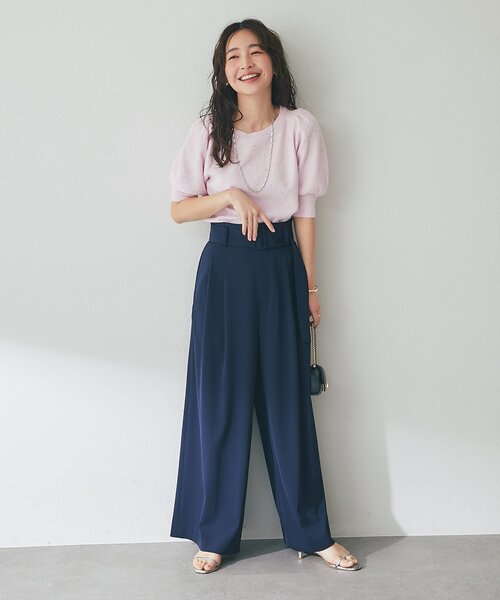 La boutique BonBon(ラブティックボンボン)の「【今すぐお届け】ベルト付きバギーパンツ(その他パンツ・レディース・ライトグレー/ネイビー/ピンク・PS/36/38)」の9枚目の写真