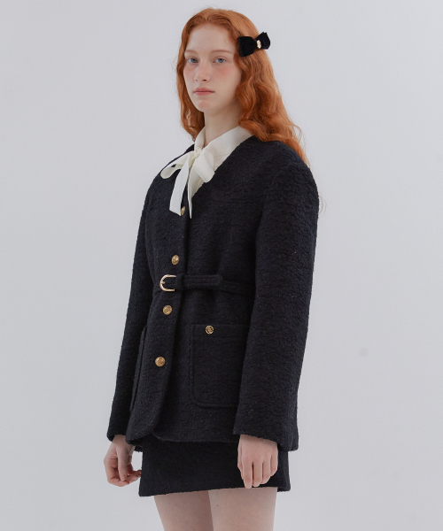 ANOETIC（アノエティック）の「ANC COLLARLESS BELT TWEED JACKET_IVORY（その他アウター・レディース・アイボリー・FREE）」の11枚目の写真