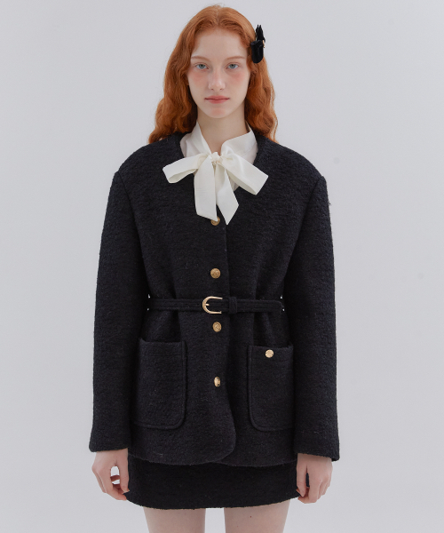 ANOETIC（アノエティック）の「ANC COLLARLESS BELT TWEED JACKET_IVORY（その他アウター・レディース・アイボリー・FREE）」の12枚目の写真