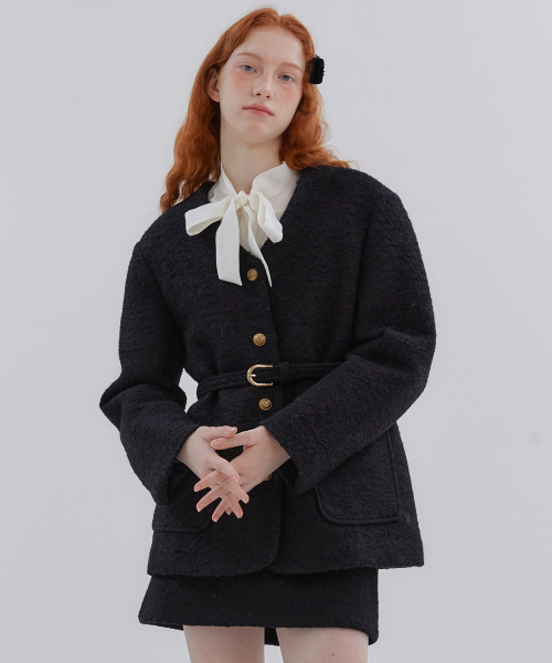 ANOETIC（アノエティック）の「ANC COLLARLESS BELT TWEED JACKET_IVORY（その他アウター・レディース・アイボリー・FREE）」の13枚目の写真