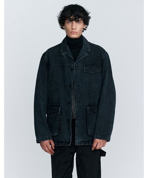 HEUTE(ホイテ)の「OVERSIZED DENIM FIELD JACKET (BLACK)(デニムジャケット・メンズ・ブラック・M)」の1枚目の写真