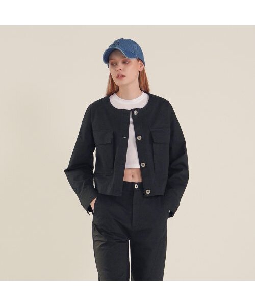 ACUD(アクド)の「Round Neck Cropped Jacket_Black(その他アウター・レディース・ブラック・S/M)」の1枚目の写真