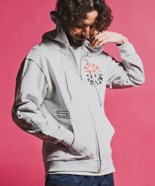 seventy seven(セブンティセブン)の「mpa4026-light onz zip up sweat hoodie (old days S) ジップアップパーカー(7726S110)(パーカー・メンズ・グリーン/ブラック/アッシュ・XL/L/M/S)」の6枚目の写真