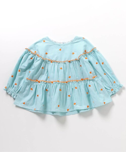 apres les cours（アプレレクール）の「刺繍メローティアードチュニック_ジュニア対応（シャツ/ブラウス・キッズ・インディゴブルー/ミント/グレー・80/90/100/110/120/130/140）」の13枚目の写真