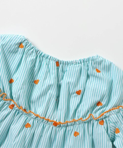 apres les cours（アプレレクール）の「刺繍メローティアードチュニック_ジュニア対応（シャツ/ブラウス・キッズ・インディゴブルー/ミント/グレー・80/90/100/110/120/130/140）」の16枚目の写真