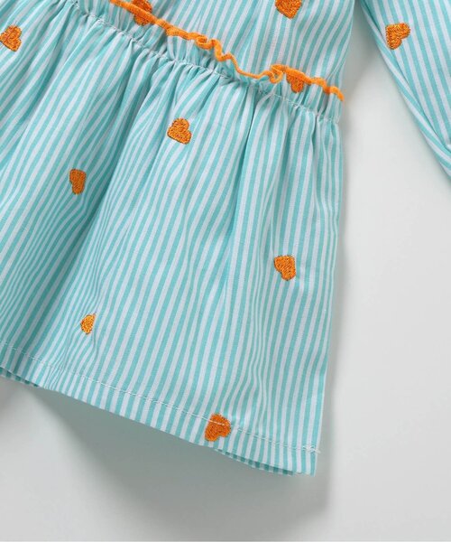 apres les cours（アプレレクール）の「刺繍メローティアードチュニック_ジュニア対応（シャツ/ブラウス・キッズ・インディゴブルー/ミント/グレー・80/90/100/110/120/130/140）」の18枚目の写真