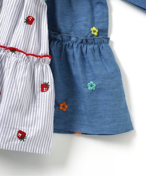 apres les cours（アプレレクール）の「刺繍メローティアードチュニック_ジュニア対応（シャツ/ブラウス・キッズ・インディゴブルー/ミント/グレー・80/90/100/110/120/130/140）」の20枚目の写真