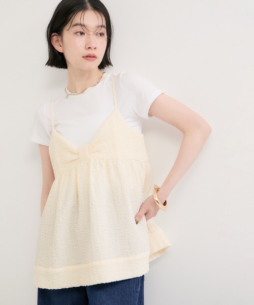 le cercle ADAM ET ROPE'(ルセルクルアダムエロペ)の「フクレジャガードキャミソール(キャミソール・レディース・キナリ/ブラック・FREE)」の11枚目の写真