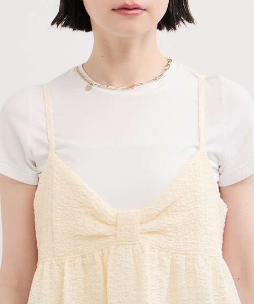 le cercle ADAM ET ROPE'(ルセルクルアダムエロペ)の「フクレジャガードキャミソール(キャミソール・レディース・キナリ/ブラック・FREE)」の3枚目の写真