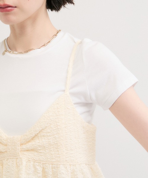 le cercle ADAM ET ROPE'(ルセルクルアダムエロペ)の「フクレジャガードキャミソール(キャミソール・レディース・キナリ/ブラック・FREE)」の4枚目の写真