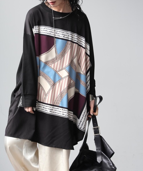 antiqua(アンティカ)の「異素材切替 ドルマン ロンT(Tシャツ/カットソー・レディース・ブラック・ONESIZE)」の7枚目の写真