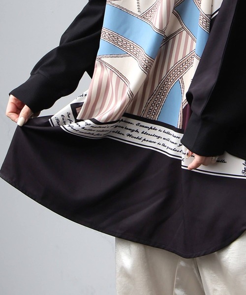 antiqua(アンティカ)の「異素材切替 ドルマン ロンT(Tシャツ/カットソー・レディース・ブラック・ONESIZE)」の8枚目の写真