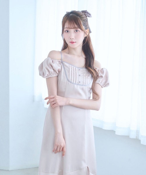 ロゼミューズ Rosé Muse irrehem o/s satin dress セール】Irrehem o/s satin dress（ワンピース）｜Rose Muse（ロゼ