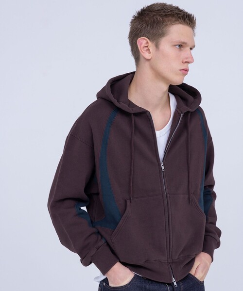 Russell Athletic × NVRFRGT × monkey time＞パネル ジップ フーディー