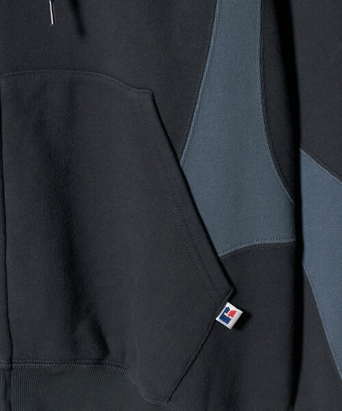 Russell Athletic × NVRFRGT × monkey time＞パネル ジップ フーディー