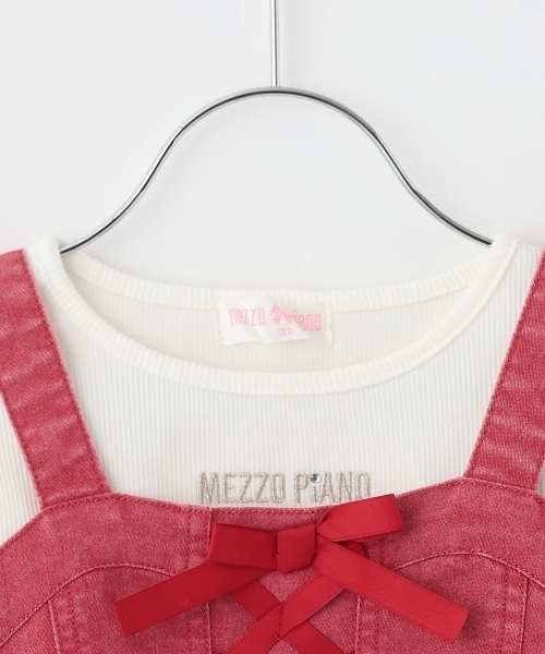 mezzo piano(メゾピアノ)の「レースアップリボンビスチェ&長袖Tシャツセット(Tシャツ/カットソー・キッズ・レッド/サックスブルー・120cm/130cm/140cm)」の5枚目の写真