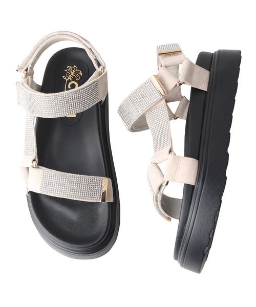 coca(ANDEX shoes product)(コカ)の「厚底 ベルクロ ストラップ ビジューサンダル(サンダル・レディース・ベージュ/ブラック・MEDIUM/SMALL/LARGE)」の22枚目の写真