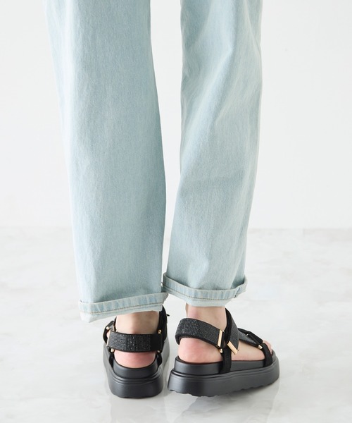 coca(ANDEX shoes product)(コカ)の「厚底 ベルクロ ストラップ ビジューサンダル(サンダル・レディース・ベージュ/ブラック・MEDIUM/SMALL/LARGE)」の13枚目の写真