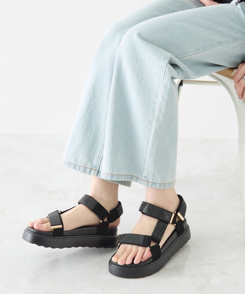 coca(ANDEX shoes product)(コカ)の「厚底 ベルクロ ストラップ ビジューサンダル(サンダル・レディース・ベージュ/ブラック・MEDIUM/SMALL/LARGE)」の17枚目の写真