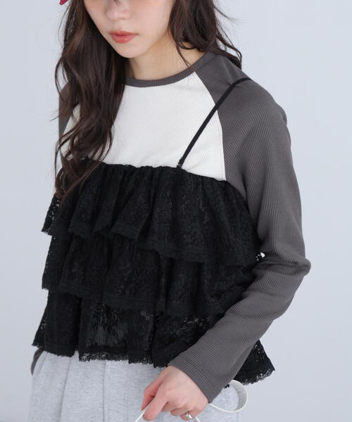 FREE'S MART（フリーズマート）の「◆ティアードフリル２ＷＡＹビスチェ（シャツ/ブラウス・レディース・ブラック/ホワイト/ブラック系その他・FREE）」の3枚目の写真