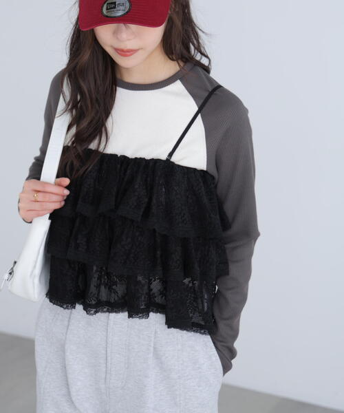 FREE'S MART（フリーズマート）の「◆ティアードフリル２ＷＡＹビスチェ（シャツ/ブラウス・レディース・ブラック/ホワイト/ブラック系その他・FREE）」の4枚目の写真