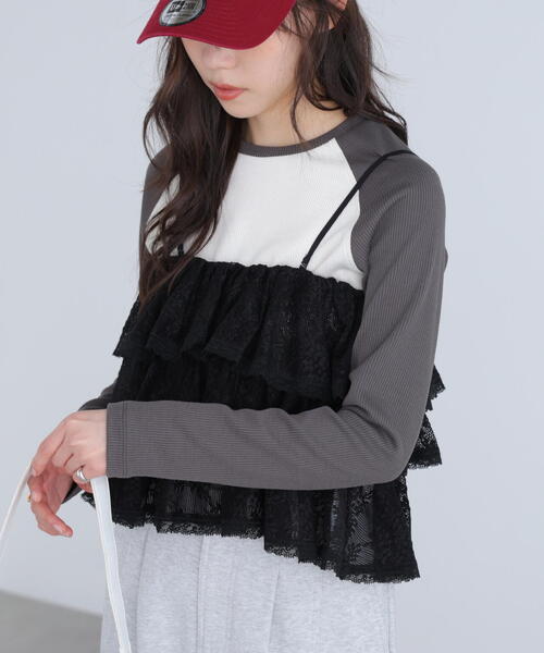 FREE'S MART（フリーズマート）の「◆ティアードフリル２ＷＡＹビスチェ（シャツ/ブラウス・レディース・ブラック/ホワイト/ブラック系その他・FREE）」の5枚目の写真