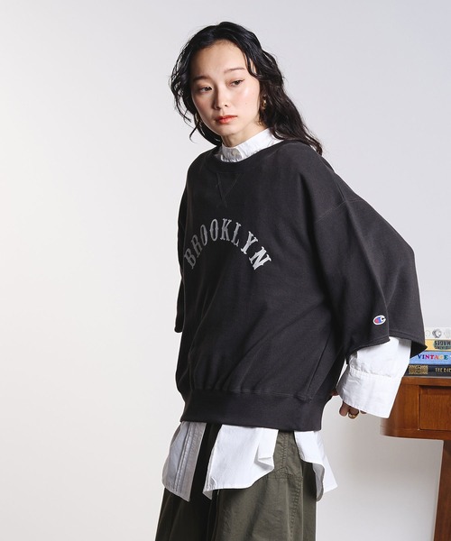 Champion（チャンピオン）の「ROSEBUD x champion H/S SWEAT（スウェット・レディース・グレー/ブラック/ライトブルー/ブラウン・ONE SIZE）」の6枚目の写真