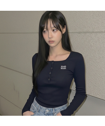 スクエアヘンリーネックスティッチTシャツ[10色]
