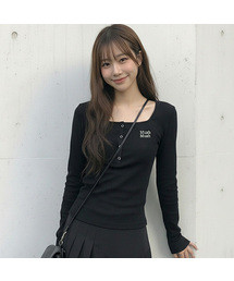 muahmuah（ムーアムーア）の「スクエアヘンリーネックスティッチTシャツ [4色]（Tシャツ/カットソー）」