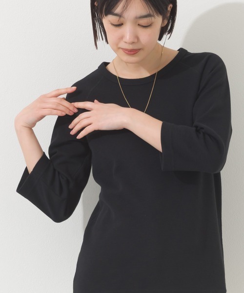 OMNES（オムネス）の「ジャガードラグラン7分袖Tシャツ（Tシャツ/カットソー・レディース・イエロー/ホワイト/グレー/ブラック・X-LARGE/LARGE/MEDIUM）」の10枚目の写真