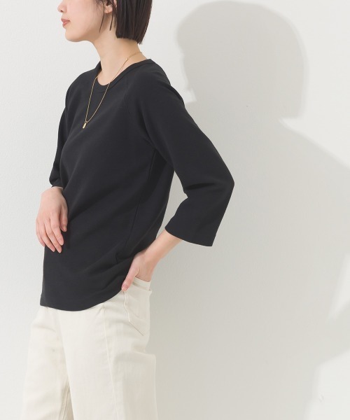 OMNES（オムネス）の「ジャガードラグラン7分袖Tシャツ（Tシャツ/カットソー・レディース・イエロー/ホワイト/グレー/ブラック・X-LARGE/LARGE/MEDIUM）」の11枚目の写真