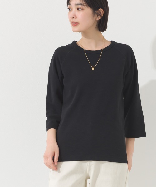 OMNES（オムネス）の「ジャガードラグラン7分袖Tシャツ（Tシャツ/カットソー・レディース・イエロー/ホワイト/グレー/ブラック・X-LARGE/LARGE/MEDIUM）」の12枚目の写真