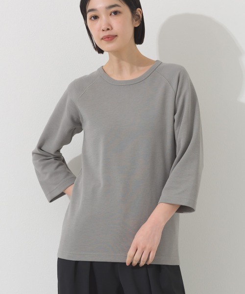 OMNES（オムネス）の「ジャガードラグラン7分袖Tシャツ（Tシャツ/カットソー・レディース・イエロー/ホワイト/グレー/ブラック・X-LARGE/LARGE/MEDIUM）」の17枚目の写真