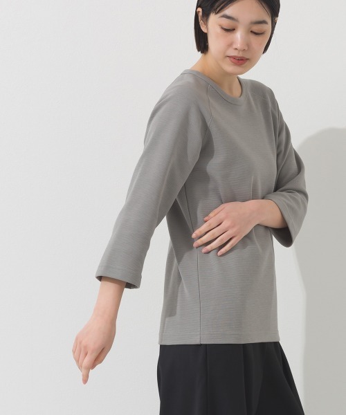 OMNES（オムネス）の「ジャガードラグラン7分袖Tシャツ（Tシャツ/カットソー・レディース・イエロー/ホワイト/グレー/ブラック・X-LARGE/LARGE/MEDIUM）」の18枚目の写真