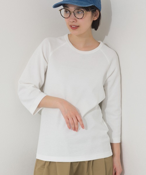 OMNES（オムネス）の「ジャガードラグラン7分袖Tシャツ（Tシャツ/カットソー・レディース・イエロー/ホワイト/グレー/ブラック・X-LARGE/LARGE/MEDIUM）」の5枚目の写真