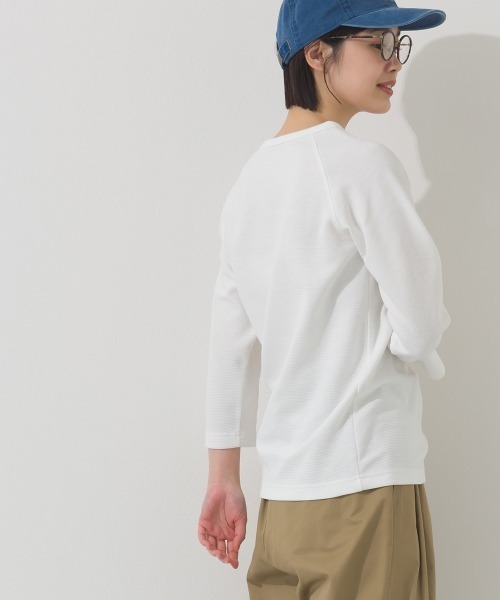 OMNES（オムネス）の「ジャガードラグラン7分袖Tシャツ（Tシャツ/カットソー・レディース・イエロー/ホワイト/グレー/ブラック・X-LARGE/LARGE/MEDIUM）」の7枚目の写真