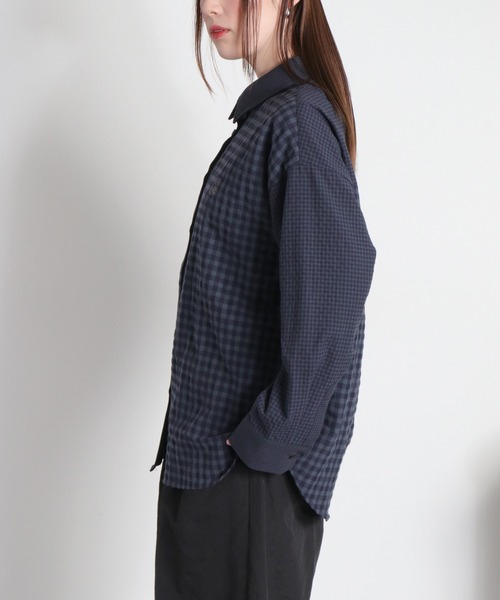 cepo（セポ）の「BLUEDY クマ刺繍ギンガムチェックシャツ（シャツ/ブラウス・レディース・オフホワイト/チャコールグレー・M）」の12枚目の写真