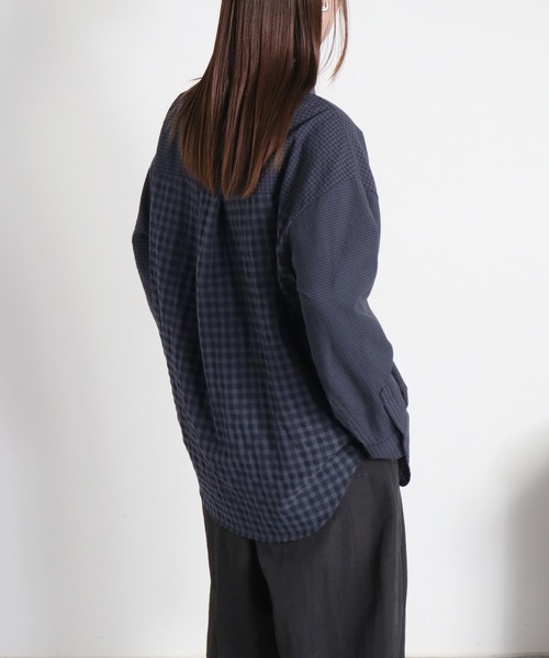 cepo（セポ）の「BLUEDY クマ刺繍ギンガムチェックシャツ（シャツ/ブラウス・レディース・オフホワイト/チャコールグレー・M）」の14枚目の写真