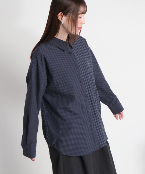 cepo（セポ）の「BLUEDY クマ刺繍ギンガムチェックシャツ（シャツ/ブラウス・レディース・オフホワイト/チャコールグレー・M）」の16枚目の写真