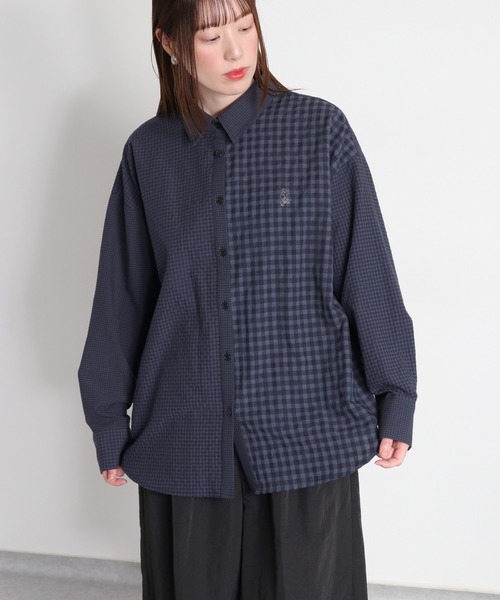 cepo（セポ）の「BLUEDY クマ刺繍ギンガムチェックシャツ（シャツ/ブラウス・レディース・オフホワイト/チャコールグレー・M）」の9枚目の写真